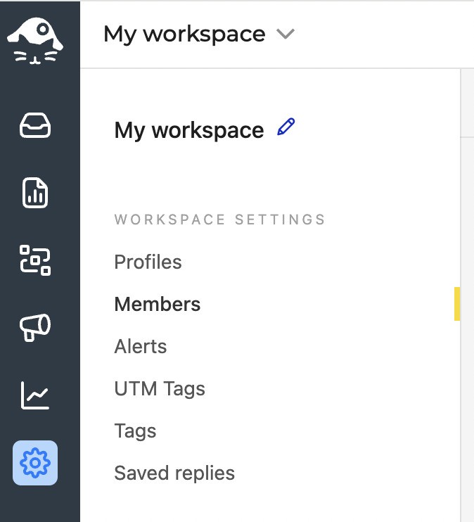 How to Present Social Media Data to Clients - Workspace menu in NapoleonCat