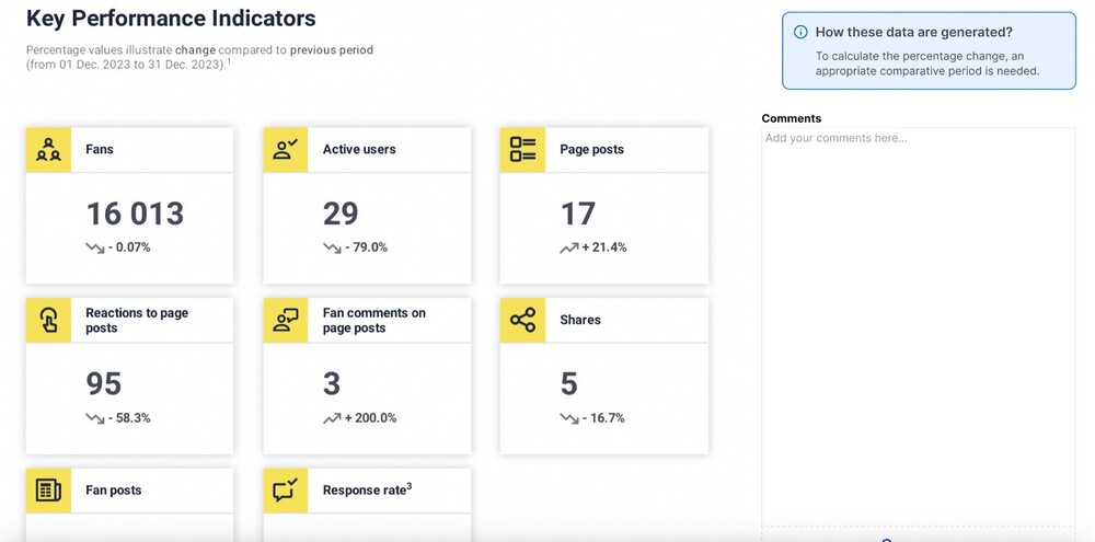 How to Present Social Media Data to Clients - adding comments in a report