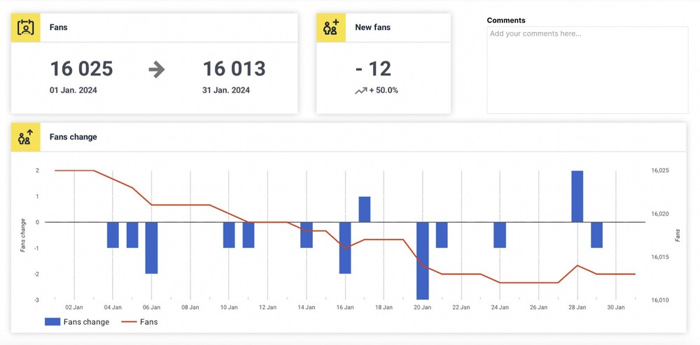 How to Present Social Media Data to Clients - audience statistics in a report generated in NapoleonCat