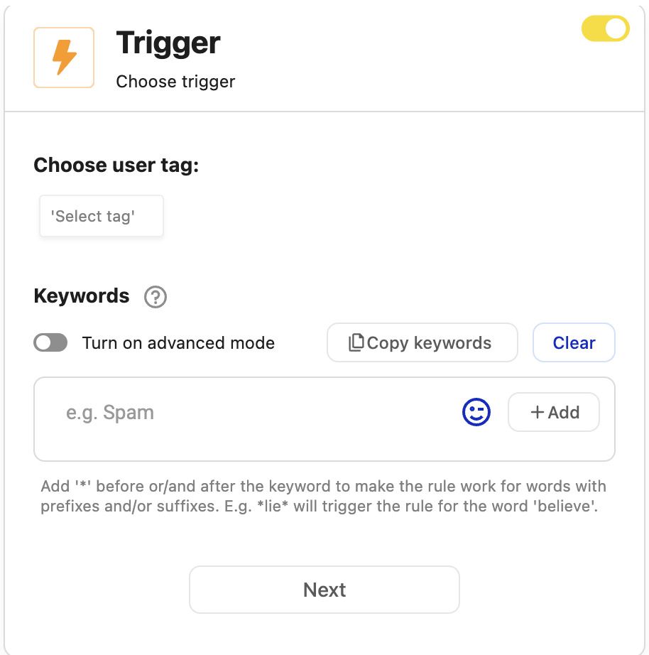 Instagram DM automation - choosing triggers for Auto-moderation