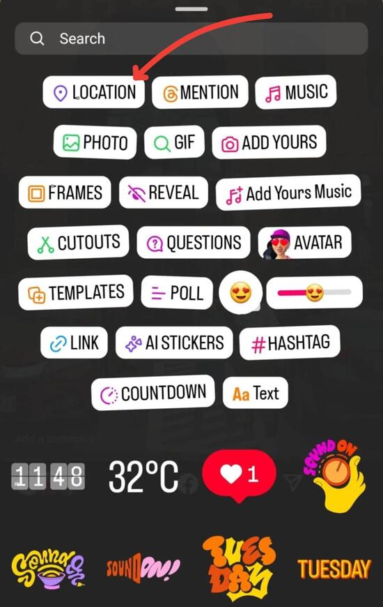 Instagram Location Ideas - location sticker on IG 2