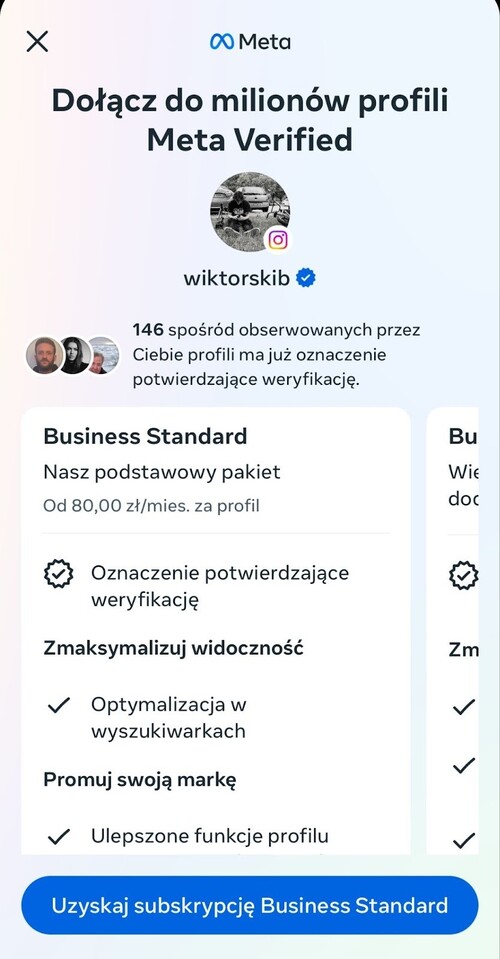 Jak zweryfikować konto na Instagramie - plany subskrypcji Meta Verified