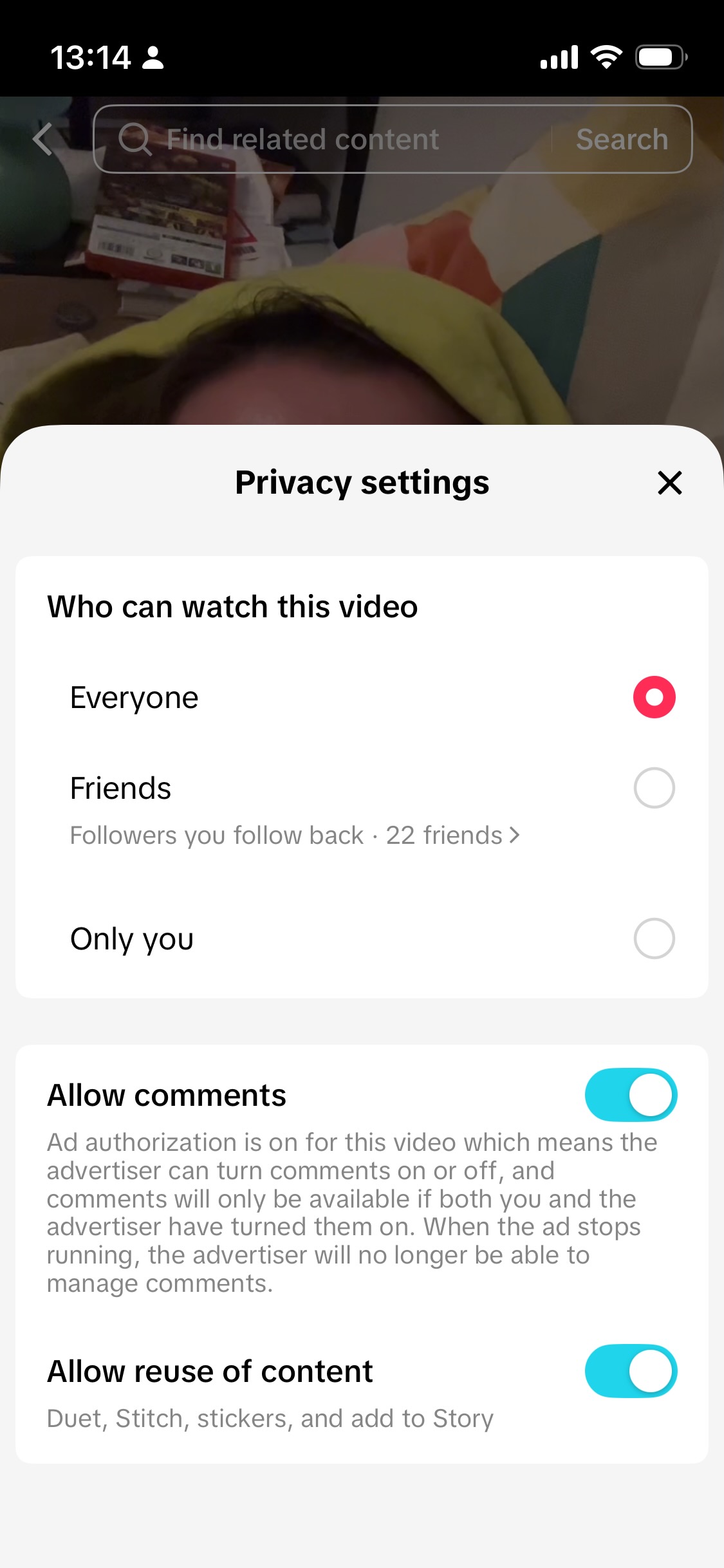 TikTok comment settings