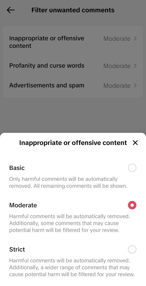 How to Handle Inappropriate Comments on TikTok - Filtering unwanted comments