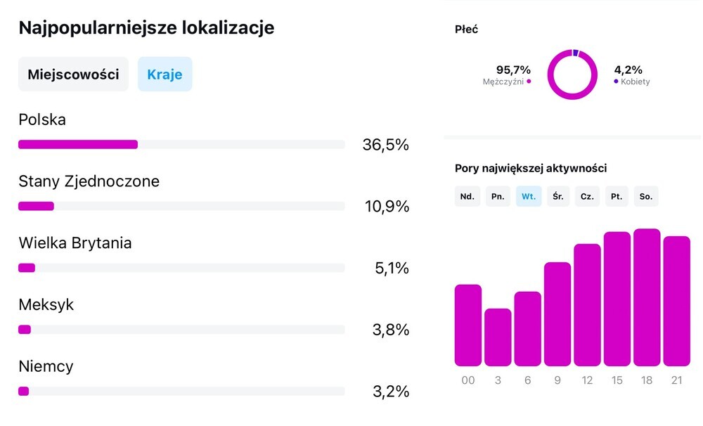 Kiedy Najlepiej Publikować Rolki na Instagramie - panel Statystyki na Instagramie pokazujący dane odnośnie do obserwujących