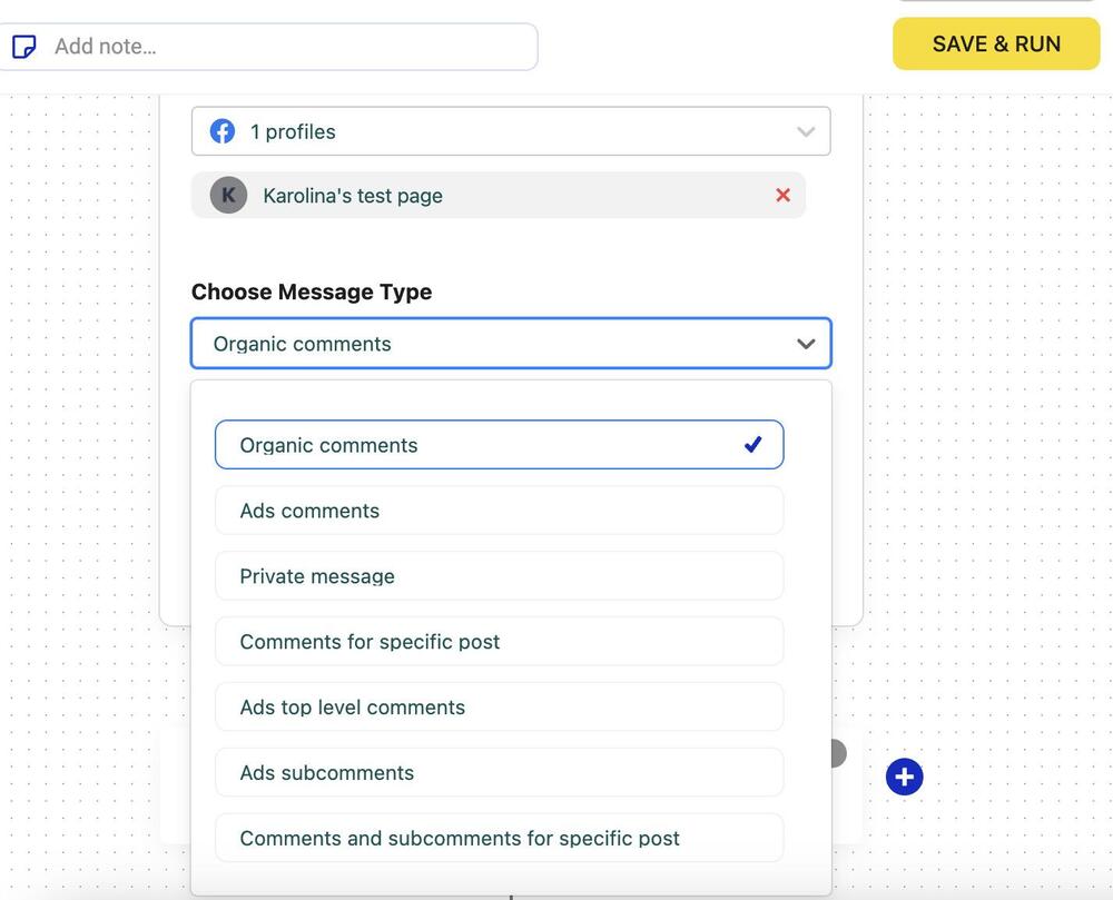 Choosing message type for the Auto-moderation rule.