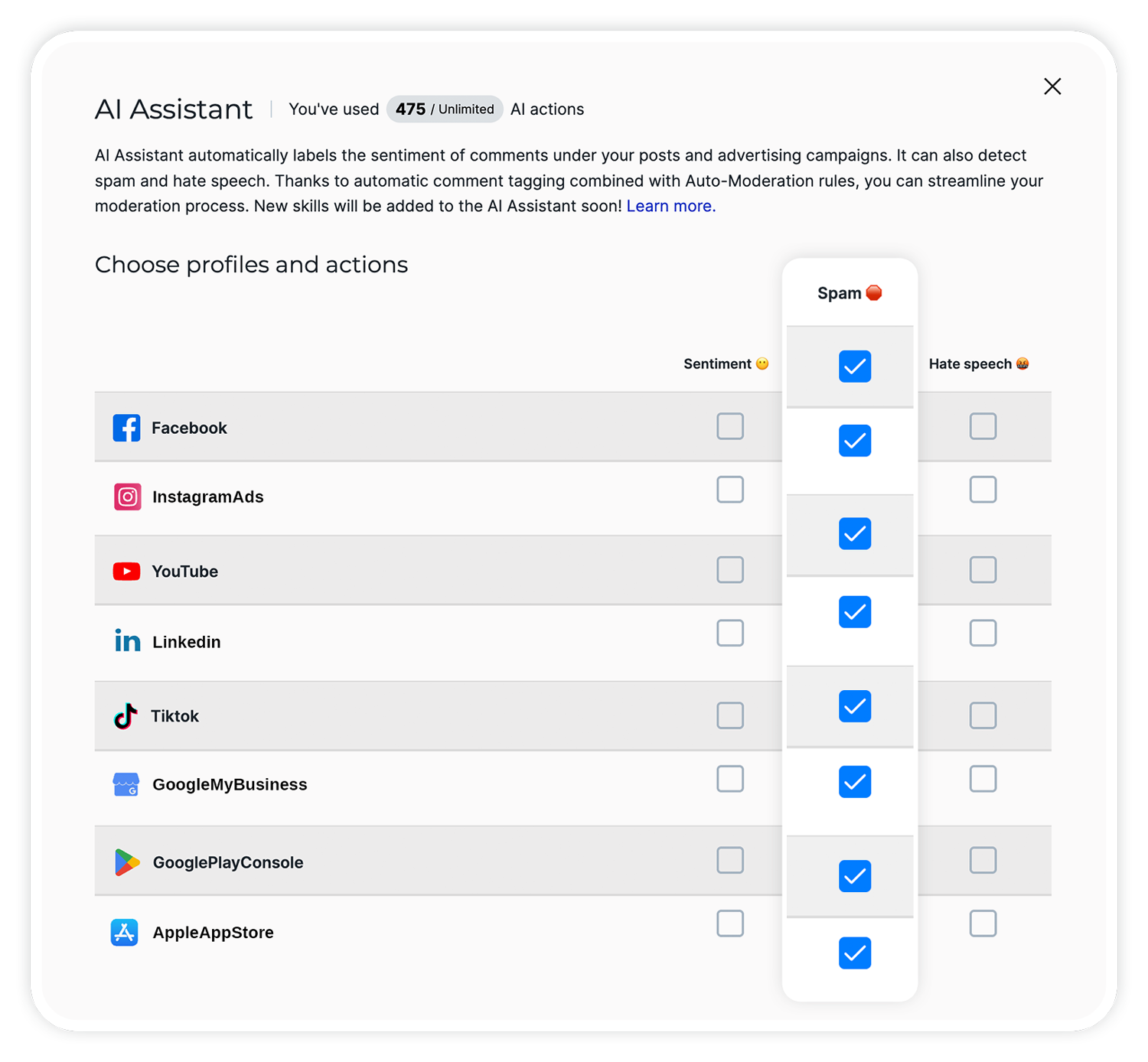 Social media spam detection