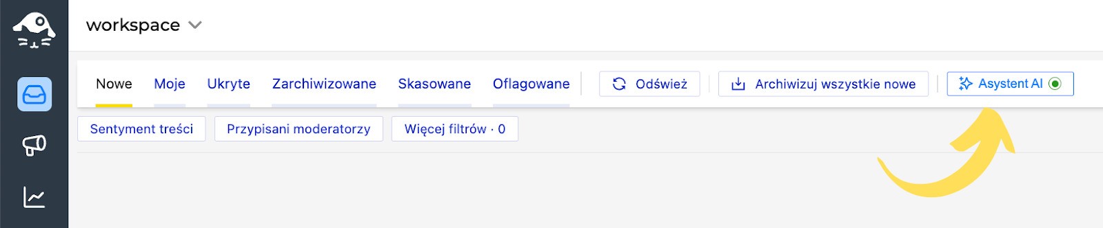 Włączanie asystenta AI w Social Inbox'ie NapoleonCat