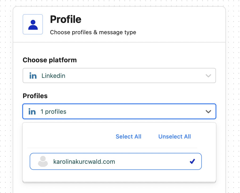 Choosing LinkedIn profiles for Auto-moderation.