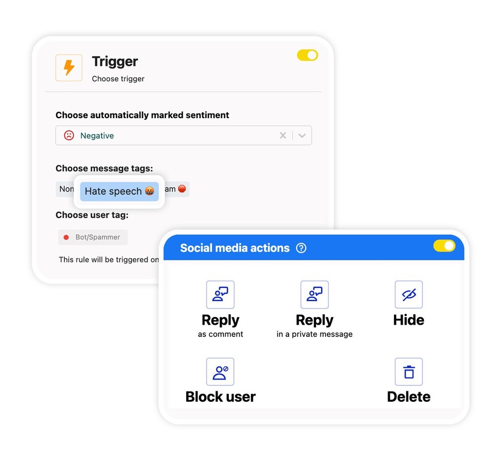 Hate speech and spam message tags in Auto-moderation set-up menu.