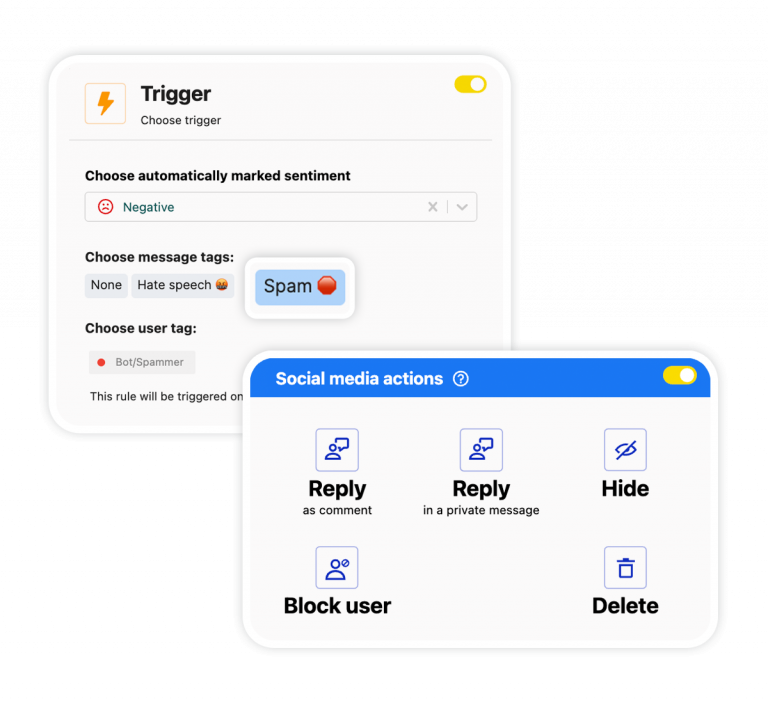 View of NapoleonCat's autom moderation feature
