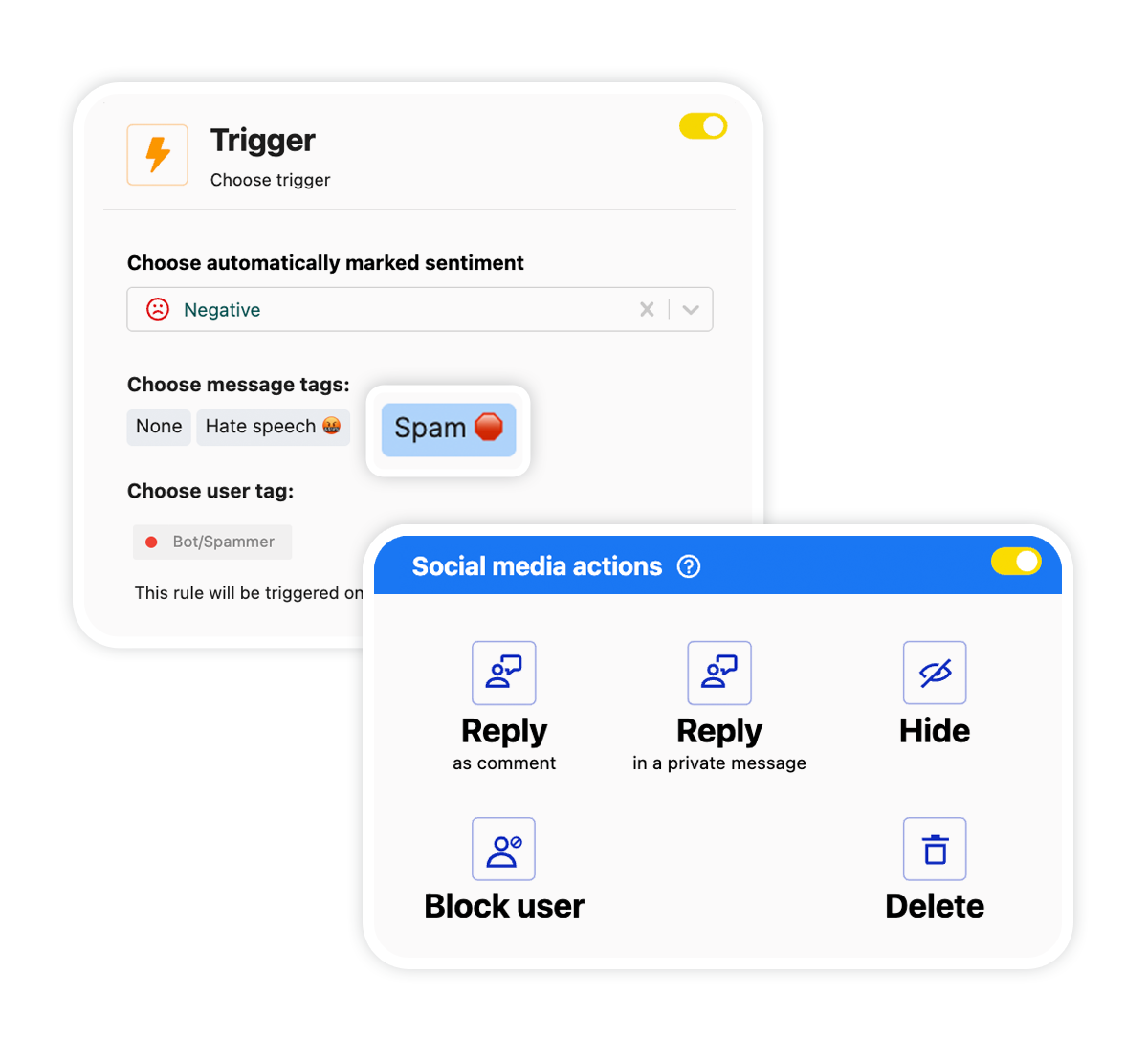 View of NapoleonCat's autom moderation feature