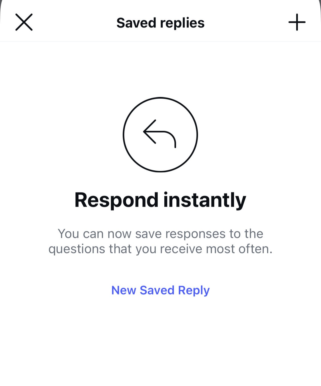 Creating a new saved reply on Instagram