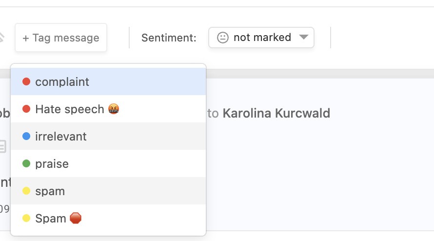 Message tags in NapoleonCat.