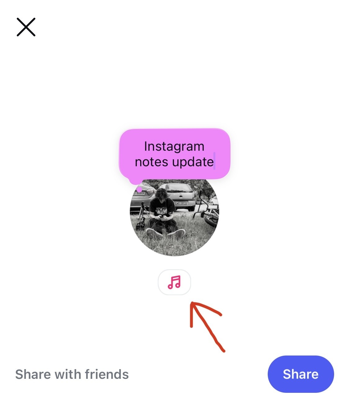 Adding music to Instagram notes feature