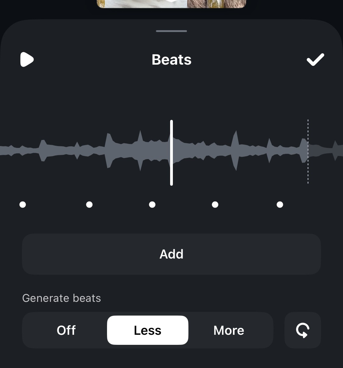 Adding beats to a video in Edits app