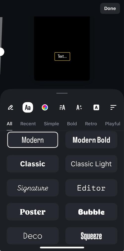 Adding text and choosing fonts in Edits app