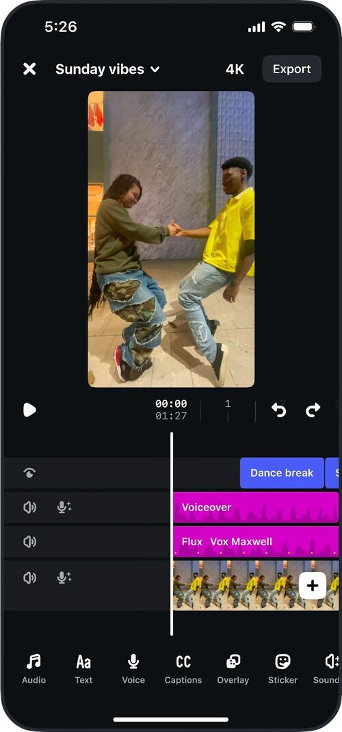Editing a video with Edits app