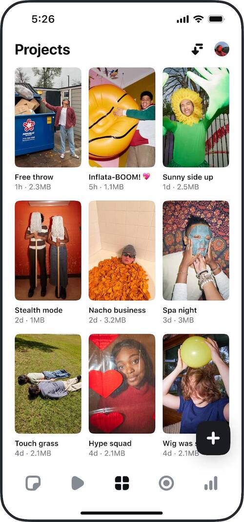 Projects preview in Edits app