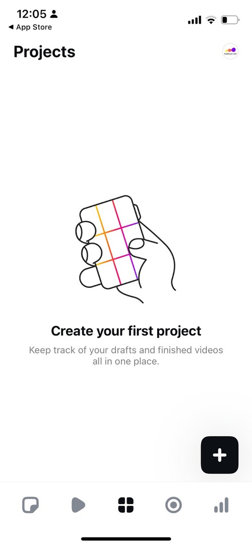 Projects section in Edits
