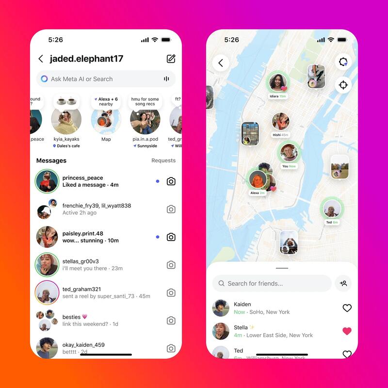 Friends map on Instagram.