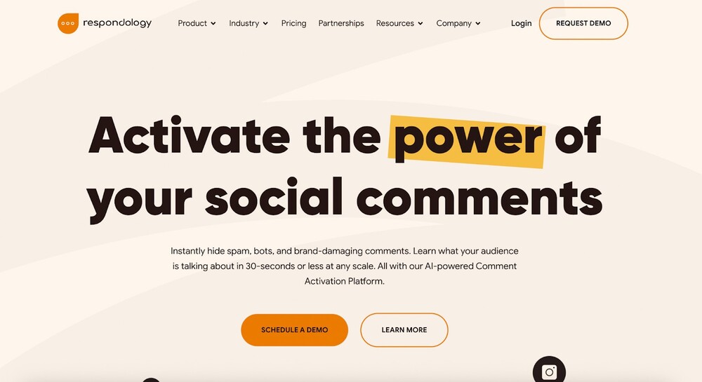 Respondology content moderation tool - website view.