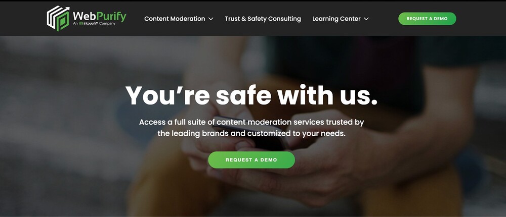 WebPurify content moderation tool - website view.