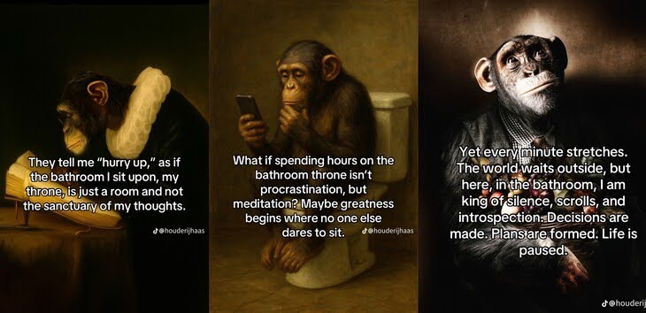 Example of a popular monkey philosophy social media meme.