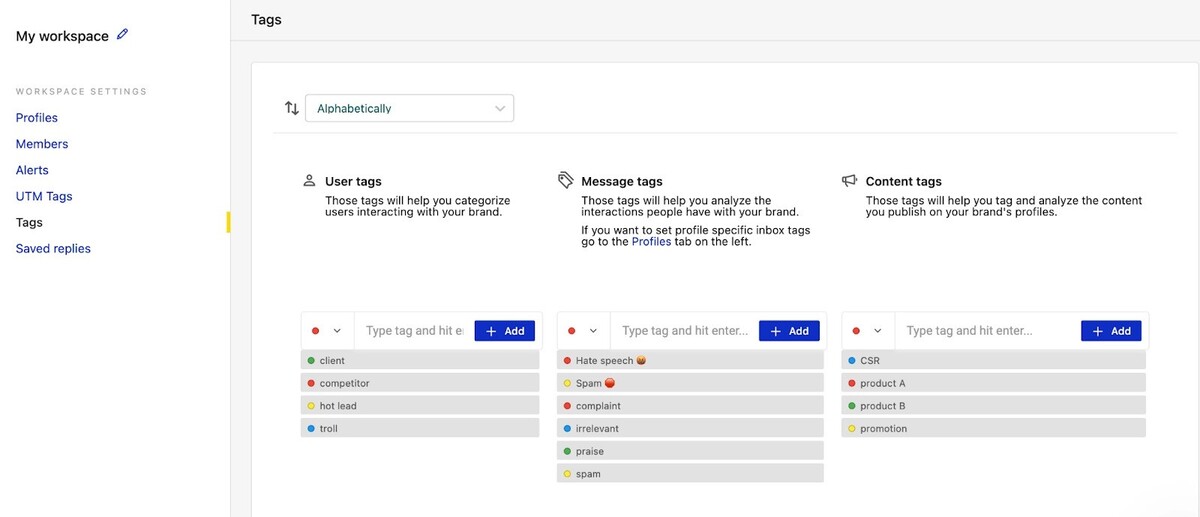Different tags options in NapoleonCat.