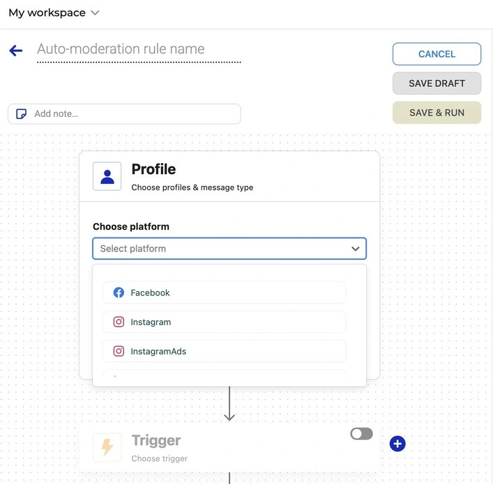 Profile section in Auto-moderation