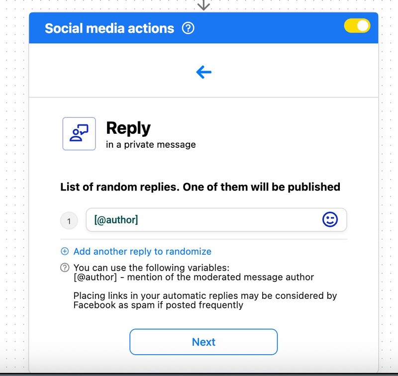 Creating auto replies for Facebook