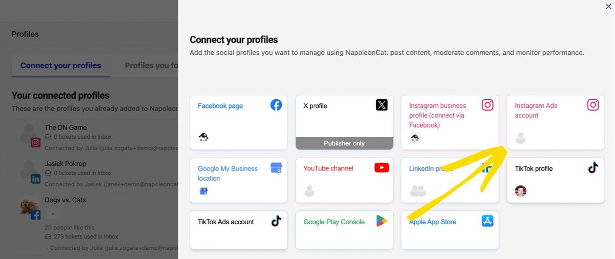 Conntecting Instagram ads accounts