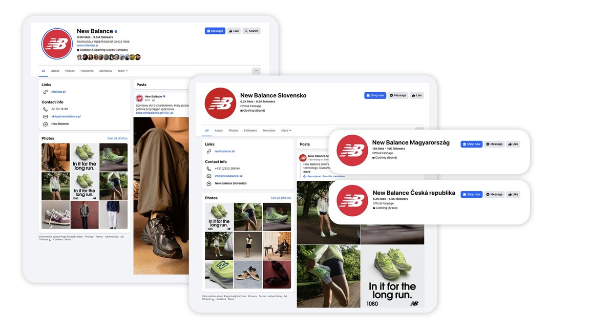 New Balance's Facebook Pages