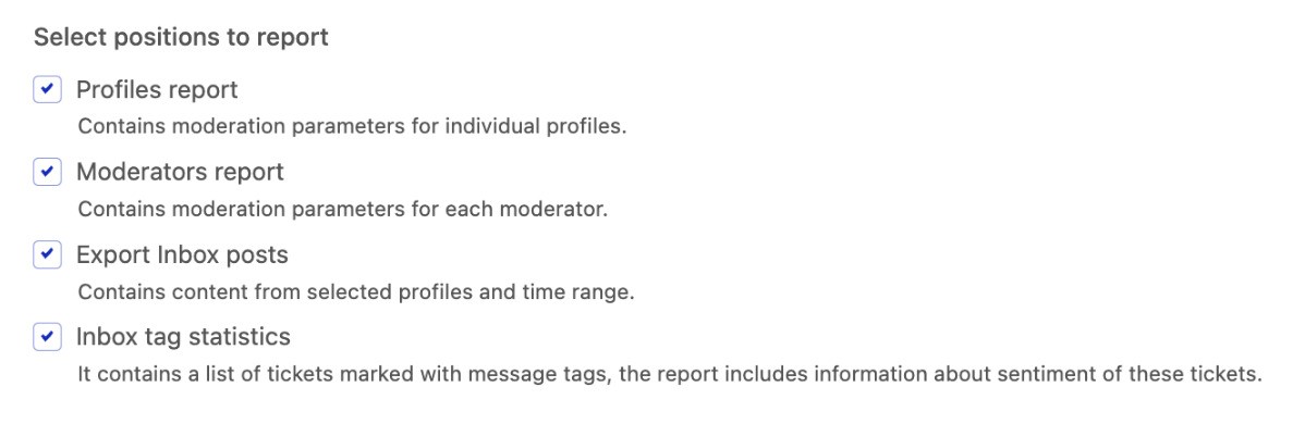 List of report postitions.