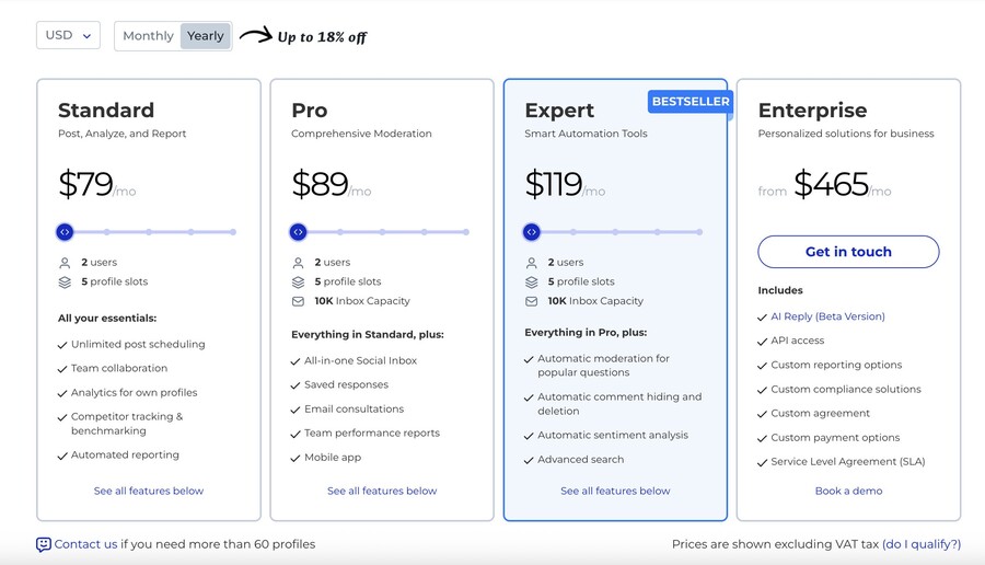 Pricing plans in NapoleonCat