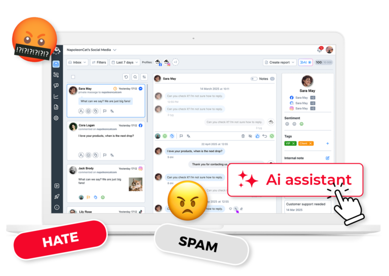 Automated spam block working on Instagram ad comments in NapoleonCat