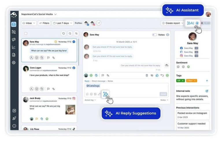 Social Media Inbox Management - AI reply suggestions