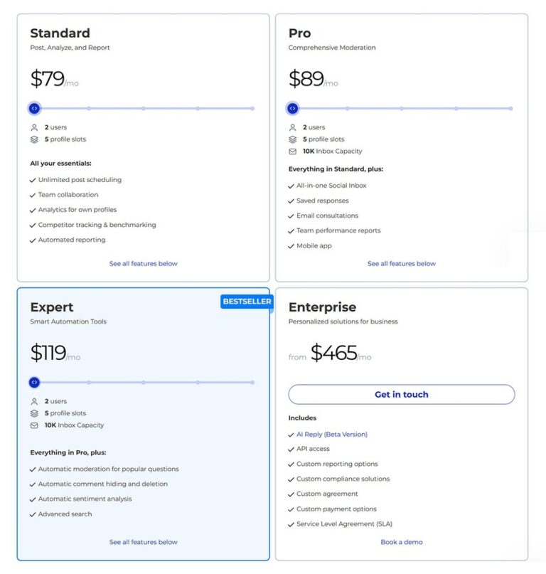 Sprout Social alternative - transparent billing