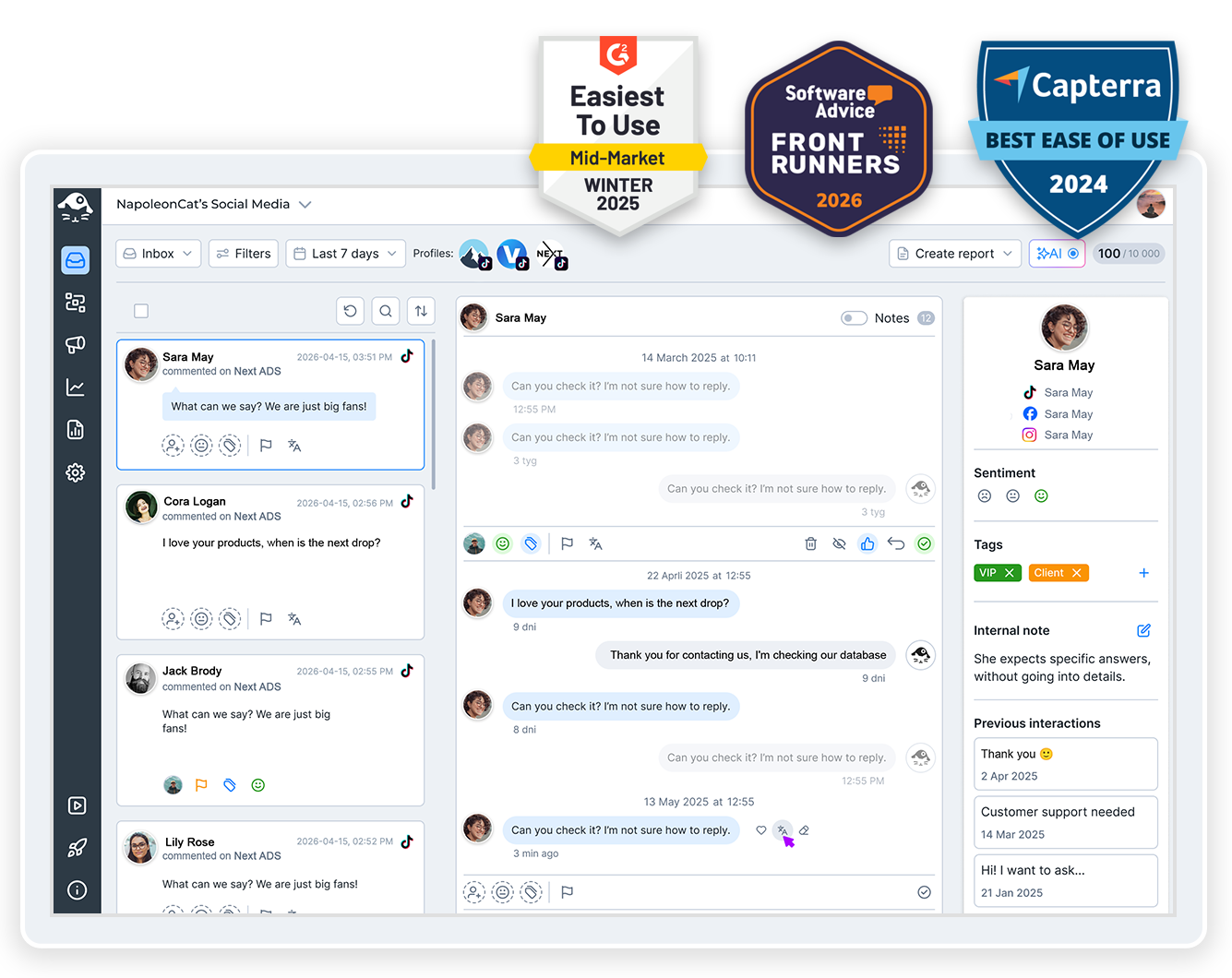 all in one napoleoncat for tiktok comments and ad comments