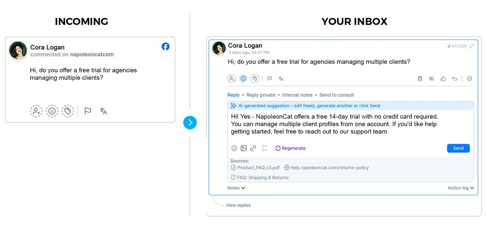 AI Reply Suggestions in Social Inbox
