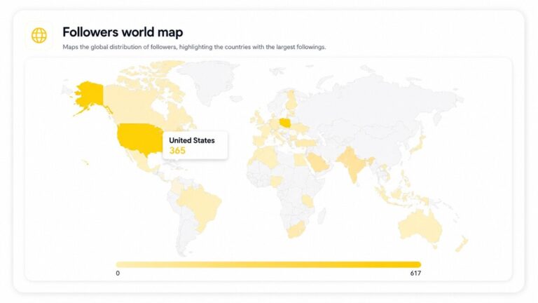 Instagram followers demographics – Instagram followers shown on a world map in NapoleonCat