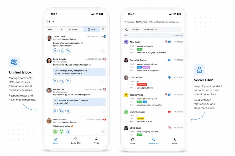 social inbox and social crm mobile update