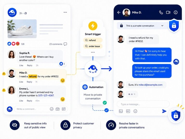 Comment-to-DM automation moving a public comment into a private message