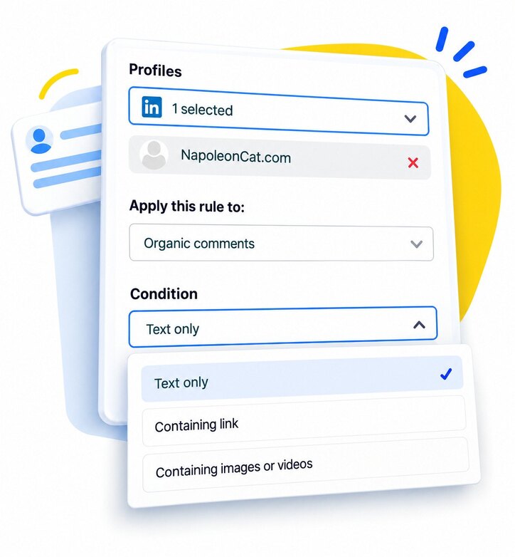 Rule creation to automatically delete LinkedIn comments containing links or images