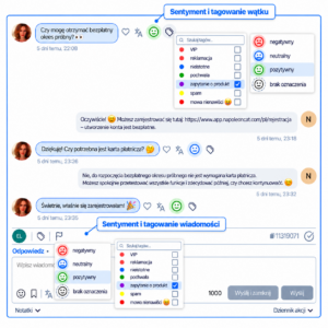 widok wiadomości i wątków w Social Inbox NapoleonCat