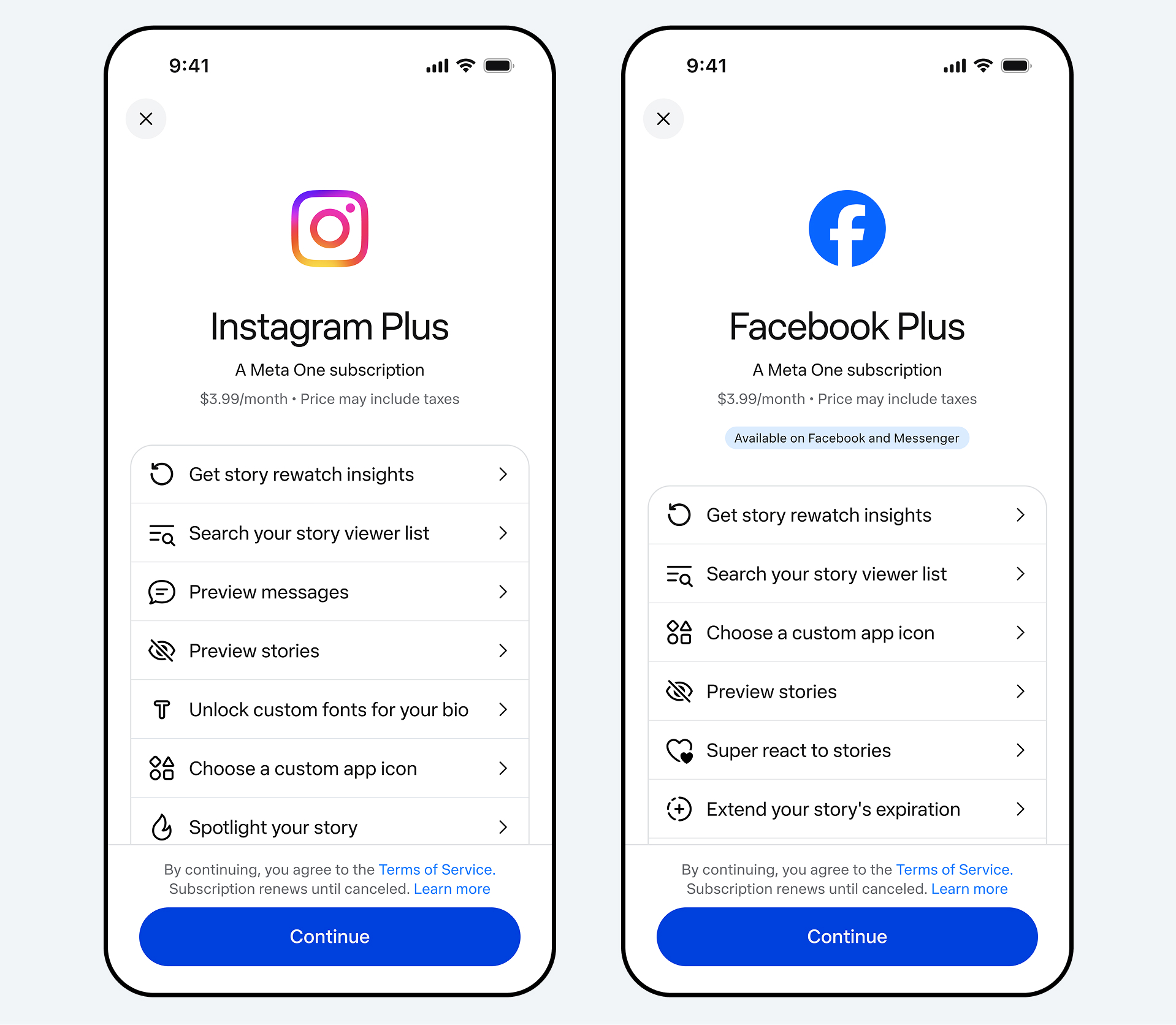 Facebook trends 2026 - Meta One subscription screen showing Facebook Plus at 3.99 dollars a month