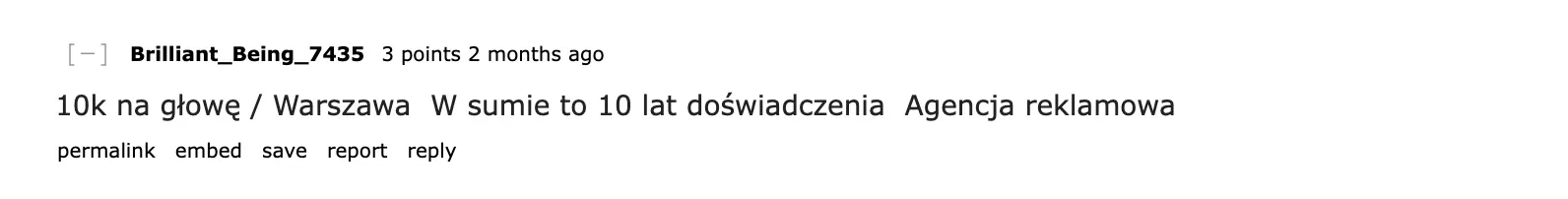 zarobki w marketingu na Reddicie - 10 000 zł po dziesięciu latach pracy w warszawskiej agencji reklamowej
